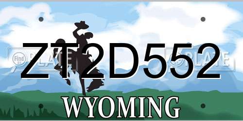 ZT2D552 Wyoming License Plate