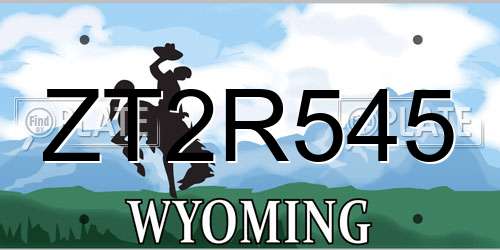 ZT2R545 Wyoming License Plate