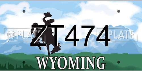 ZT474 Wyoming License Plate