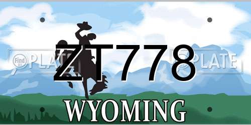 ZT778 Wyoming License Plate