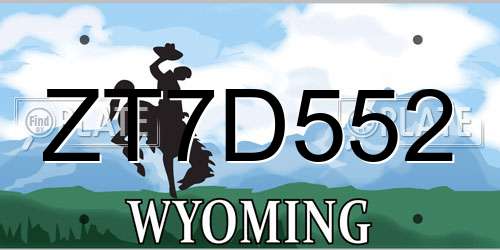 ZT7D552 Wyoming License Plate