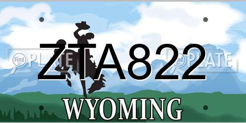 ZTA822 Wyoming License Plate