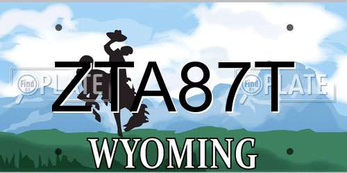 ZTA87T Wyoming License Plate