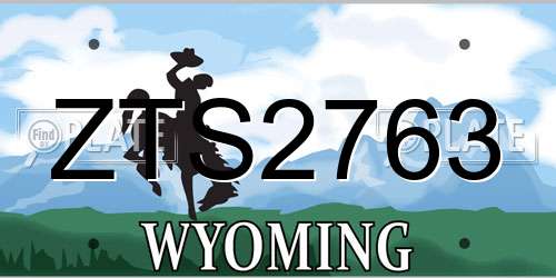 ZTS2763 Wyoming License Plate