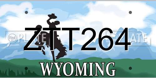 ZTT264 Wyoming License Plate