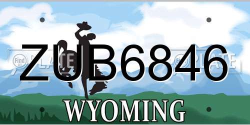 ZUB6846 Wyoming License Plate