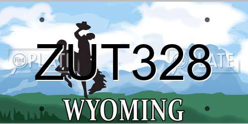 ZUT328 Wyoming License Plate