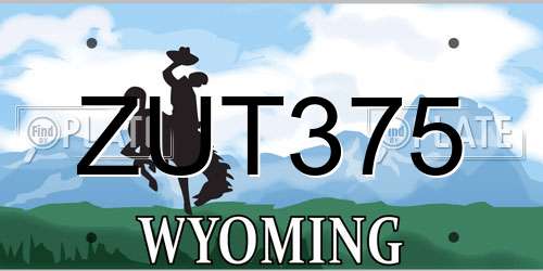ZUT375 Wyoming License Plate