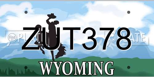 ZUT378 Wyoming License Plate