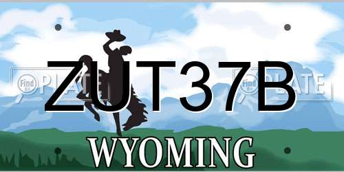 ZUT37B Wyoming License Plate