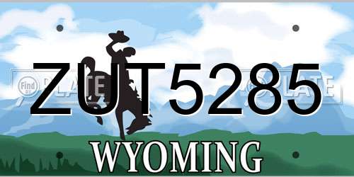 ZUT5285 Wyoming License Plate