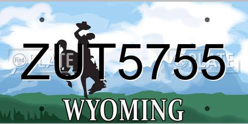 ZUT5755 Wyoming License Plate