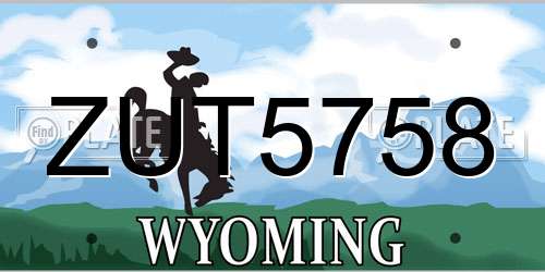 ZUT5758 Wyoming License Plate