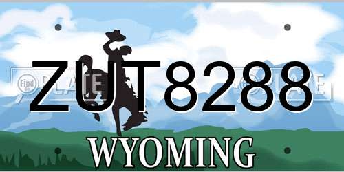 ZUT8288 Wyoming License Plate