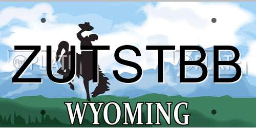 ZUTSTBB Wyoming License Plate