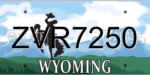 ZVR7250 Wyoming License Plate