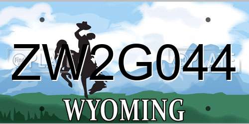 ZW2G044 Wyoming License Plate
