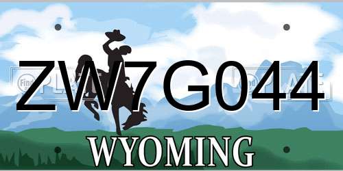 ZW7G044 Wyoming License Plate