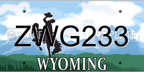 ZWG233 Wyoming License Plate