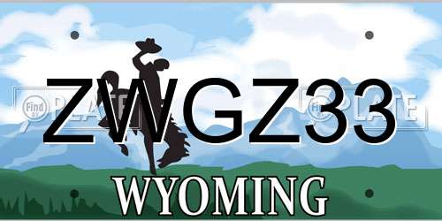 ZWGZ33 Wyoming License Plate