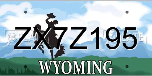 ZX7Z195 Wyoming License Plate