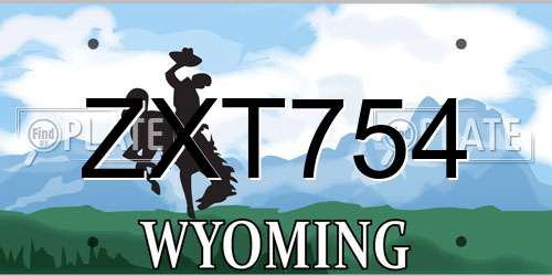 ZXT754 Wyoming License Plate