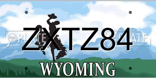 ZXTZ84 Wyoming License Plate