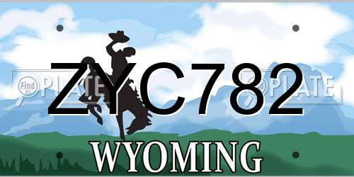 ZYC782 Wyoming License Plate