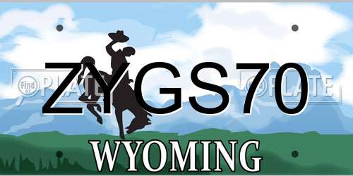 ZYGS70 Wyoming License Plate