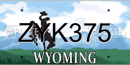 ZYK375 Wyoming License Plate