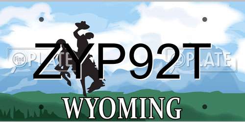 ZYP92T Wyoming License Plate