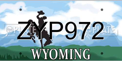 ZYP972 Wyoming License Plate