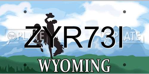 ZYR73I Wyoming License Plate