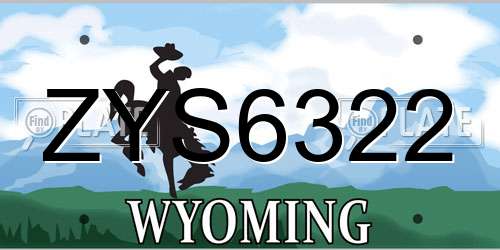 ZYS6322 Wyoming License Plate