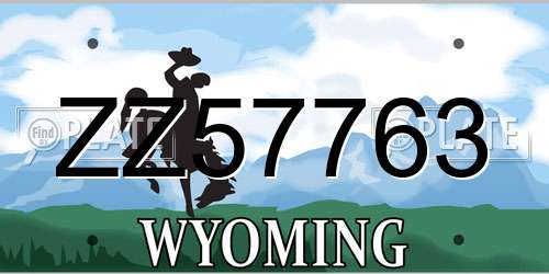 ZZ57763 Wyoming License Plate