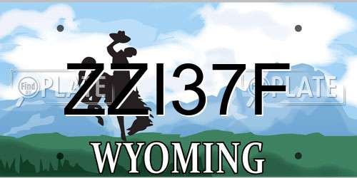 ZZI37F Wyoming License Plate