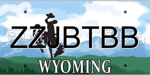 ZZJBTBB Wyoming License Plate