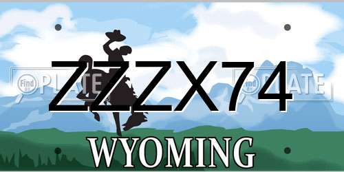 ZZZX74 Wyoming License Plate