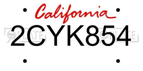 2cyk854 license plate in ca state